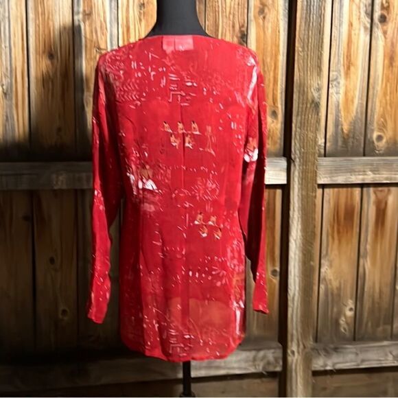 Newport News vintage top/blouse career red black sheer 12 - Picture 7 of 7